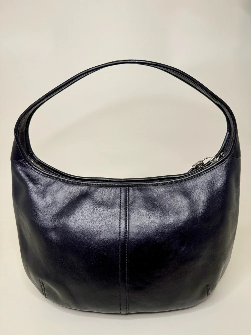 Coach Ergo Hobo Black Leather Shoulder Bag F12347 Blue Interior